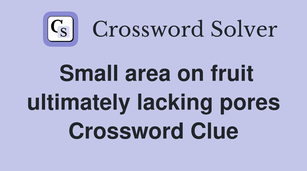 Small area on fruit ultimately lacking pores Crossword Clue