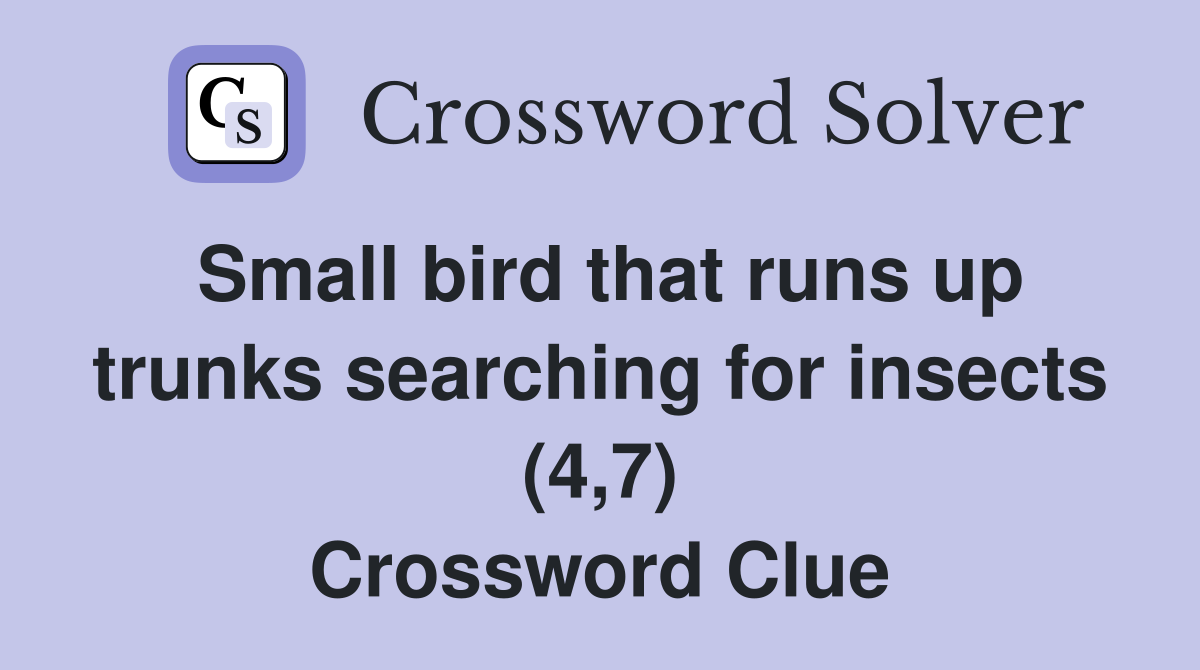 Small bird that runs up trunks searching for insects (4,7) Crossword Clue