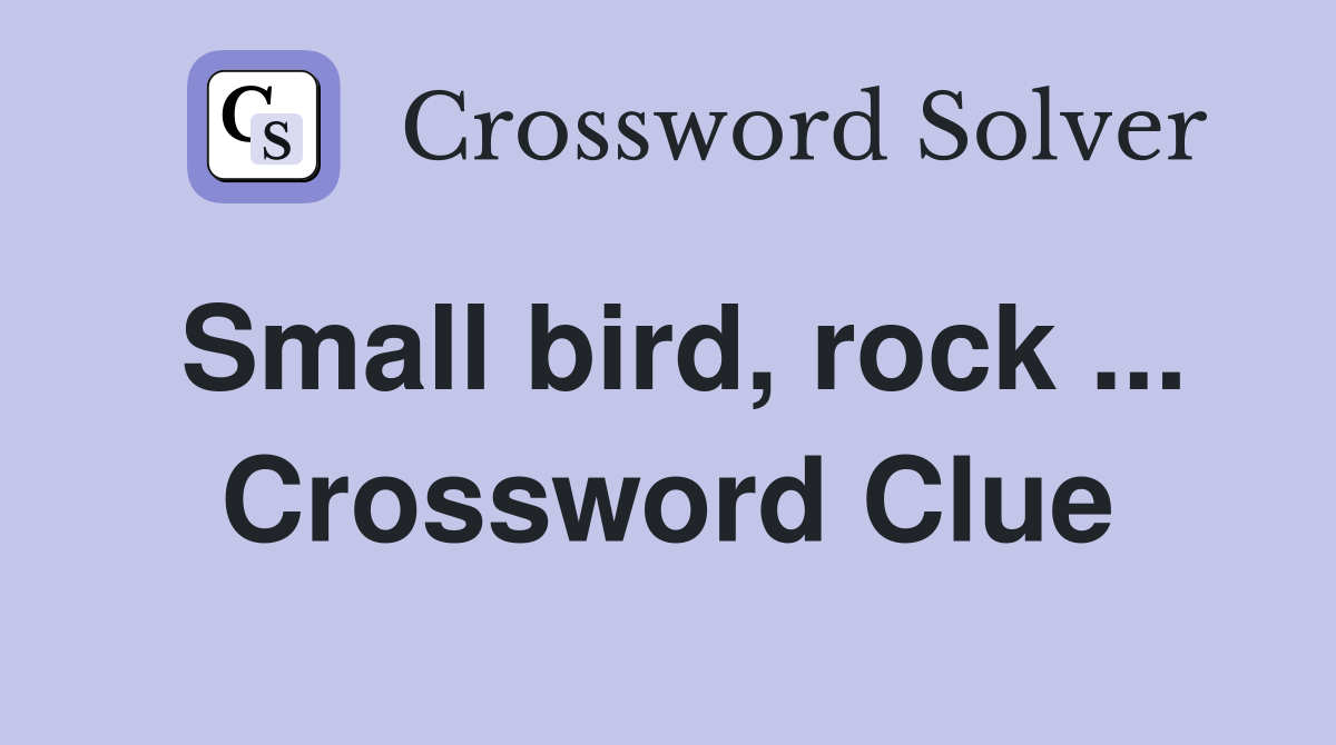 Small bird, rock ... Crossword Clue