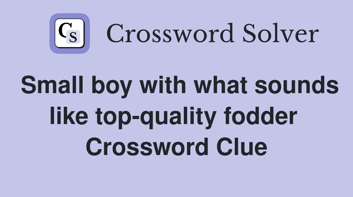 Small boy with what sounds like top-quality fodder  Crossword Clue