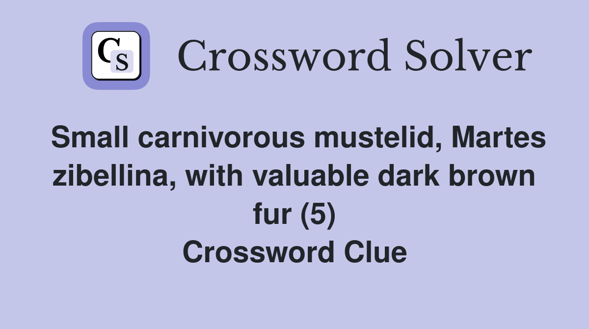 Small carnivorous mustelid, Martes zibellina, with valuable dark brown fur (5) Crossword Clue