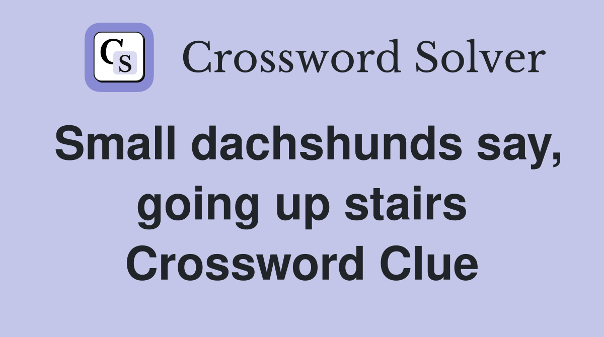 Small dachshunds say, going up stairs Crossword Clue
