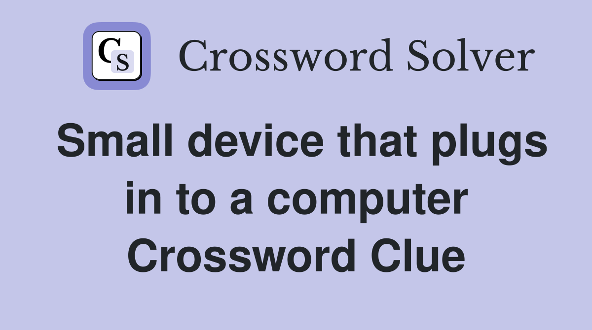 Small device that plugs in to a computer Crossword Clue