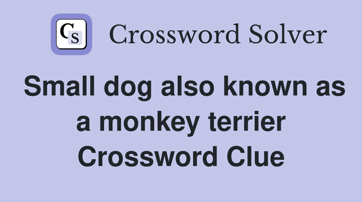 Small dog also known as a monkey terrier Crossword Clue