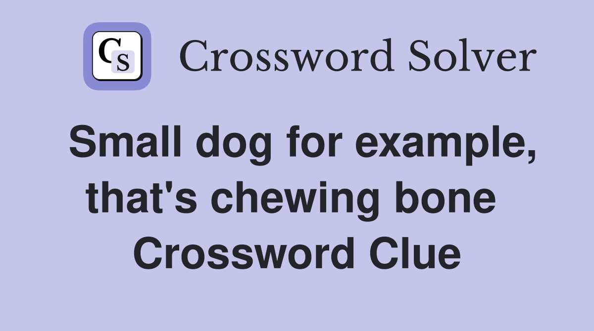 Small dog for example, that's chewing bone  Crossword Clue