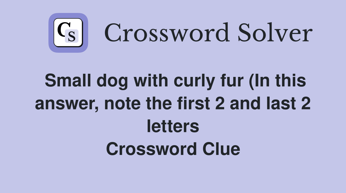 Small dog with curly fur (In this answer note the first 2 and last 2 Small dog with curly fur (In this answer note the first 2 and last 2
