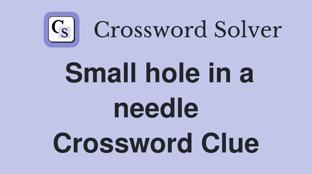 Small hole in a needle Crossword Clue