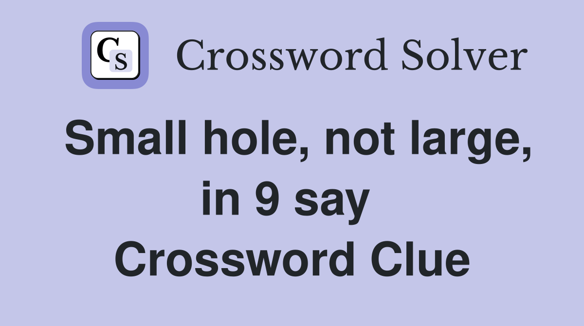 Small hole, not large, in 9 say  Crossword Clue
