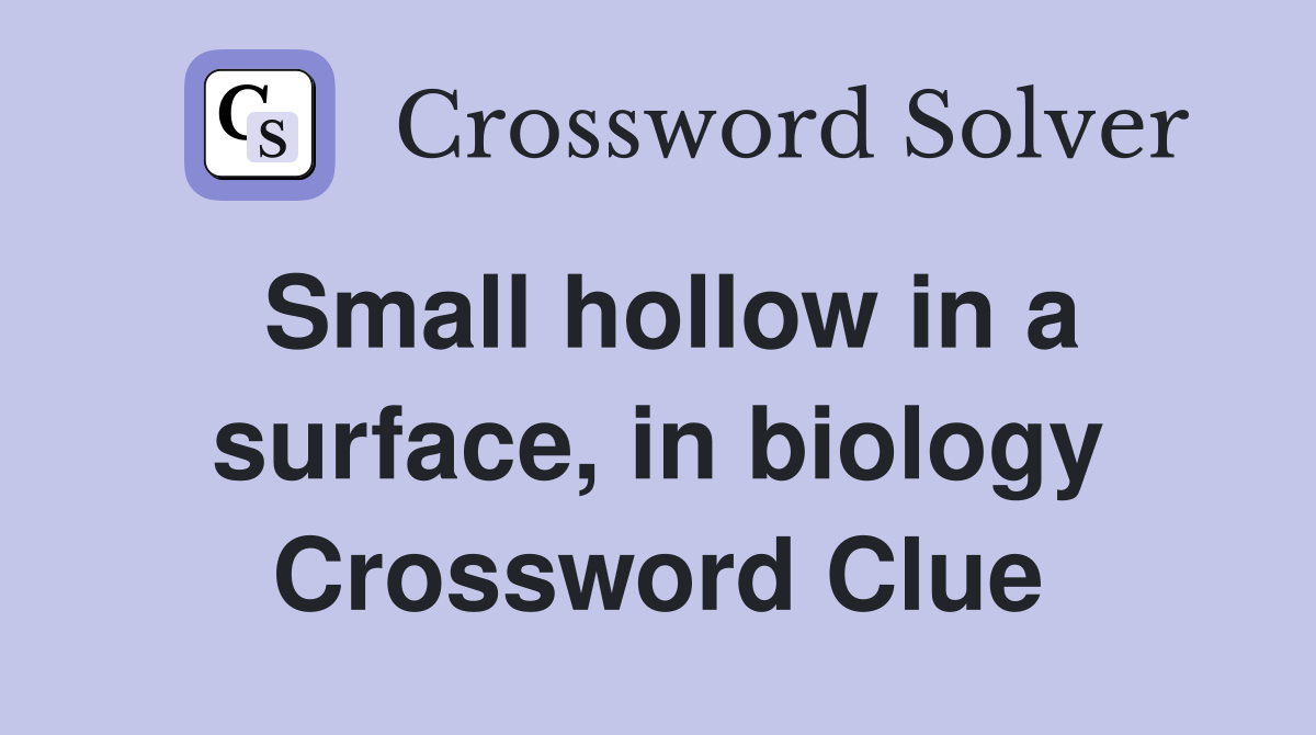 Small hollow in a surface, in biology Crossword Clue