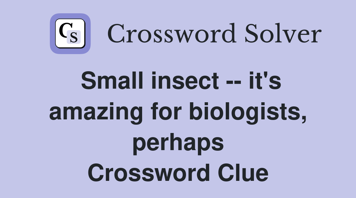 Small insect -- it's amazing for biologists, perhaps Crossword Clue