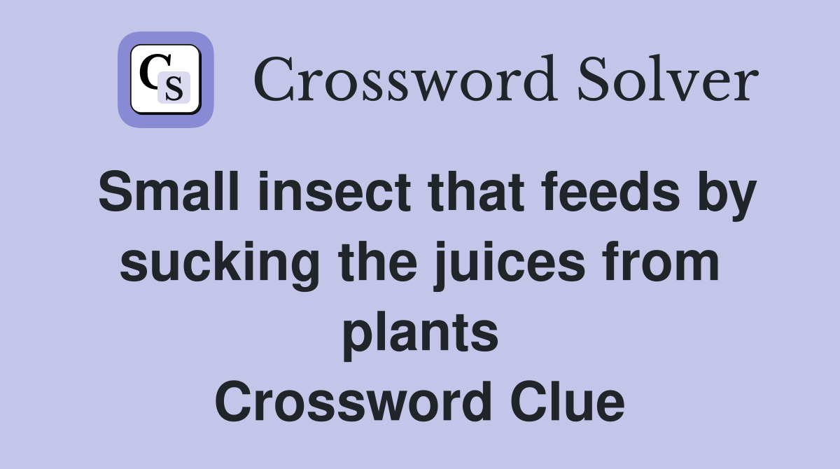Small insect that feeds by sucking the juices from plants Crossword Clue