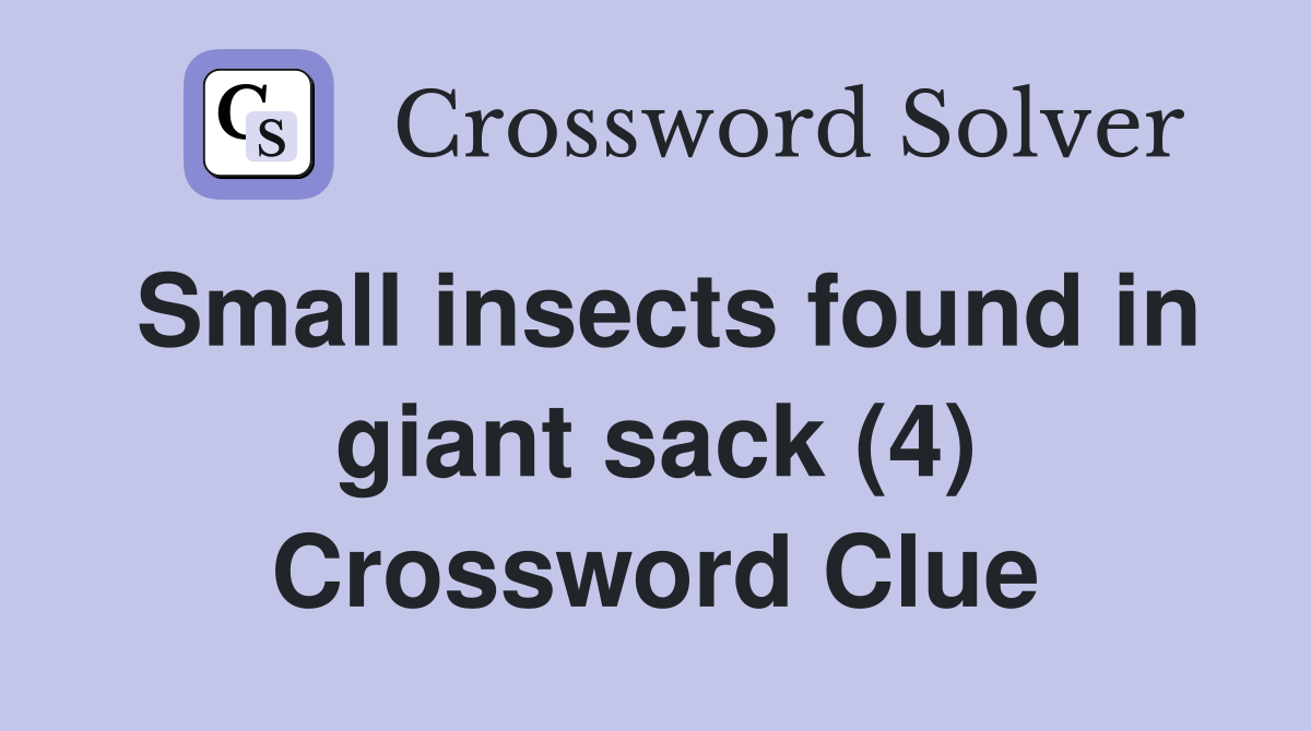 Small insects found in giant sack (4) Crossword Clue