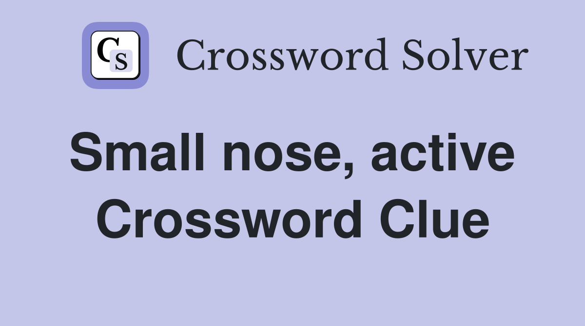 Small nose, active  Crossword Clue