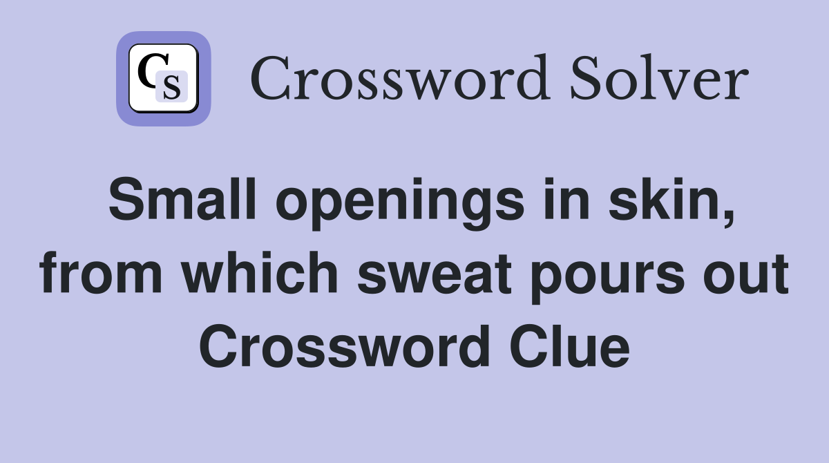Small openings in skin, from which sweat pours out Crossword Clue