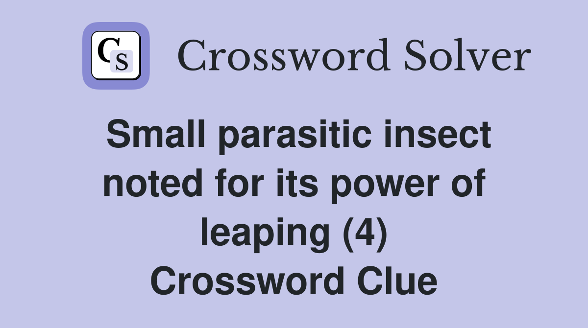 Small parasitic insect noted for its power of leaping (4) Crossword Clue