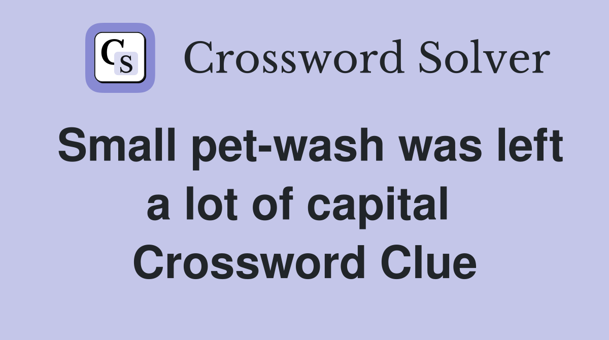 Small pet-wash was left a lot of capital  Crossword Clue