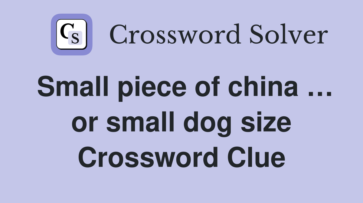 Small piece of china … or small dog size Crossword Clue