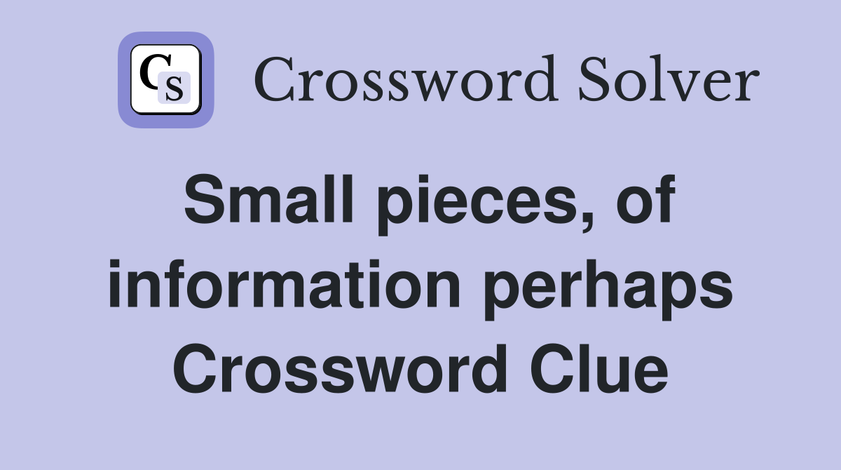 Small pieces, of information perhaps Crossword Clue