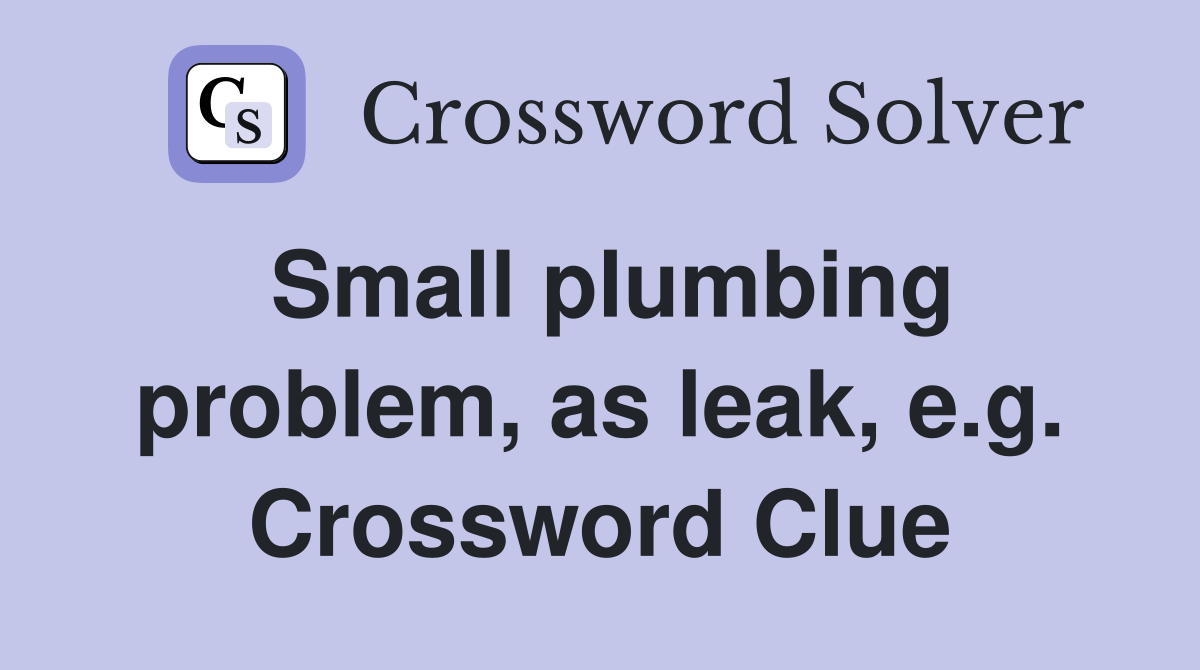 Small plumbing problem, as leak, e.g. Crossword Clue