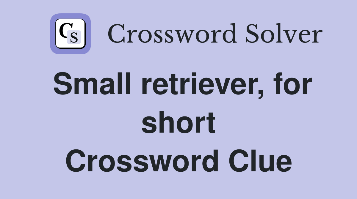 Small retriever, for short Crossword Clue
