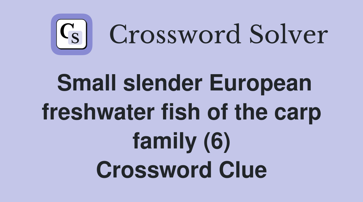 Small slender European freshwater fish of the carp family (6) Crossword Clue