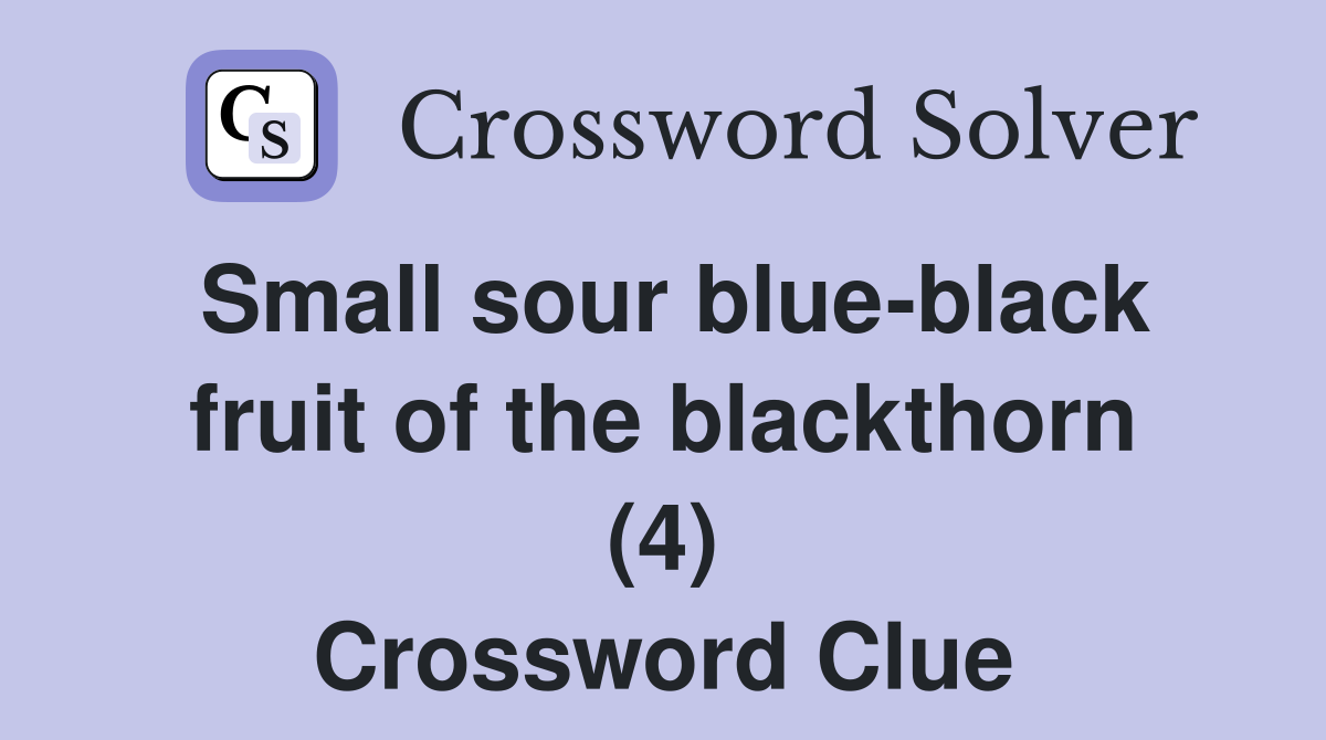 Small sour blue-black fruit of the blackthorn (4) Crossword Clue