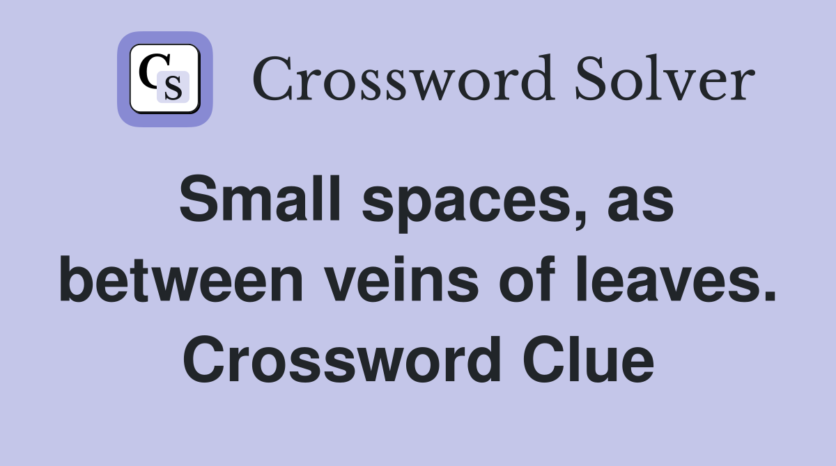 Small spaces, as between veins of leaves. Crossword Clue