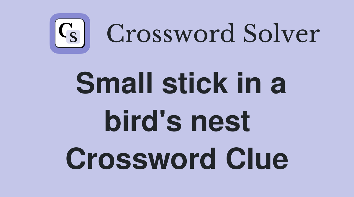 Small stick in a bird's nest Crossword Clue