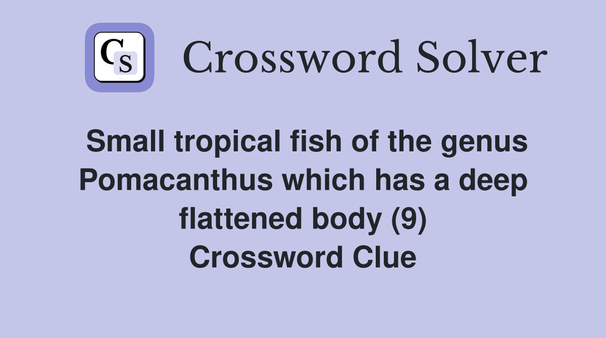 Small tropical fish of the genus Pomacanthus which has a deep flattened body (9) Crossword Clue
