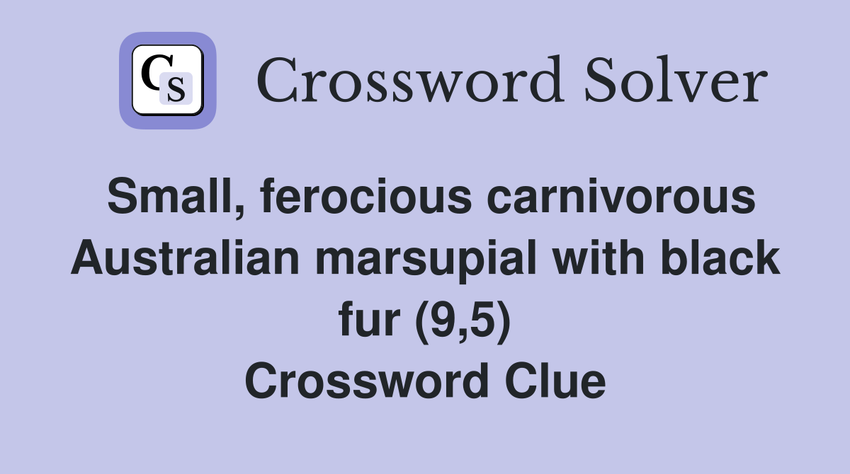 Small, ferocious carnivorous Australian marsupial with black fur (9,5) Crossword Clue
