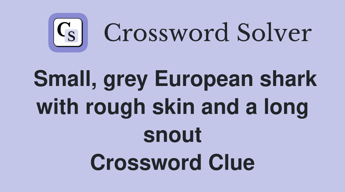 Small, grey European shark with rough skin and a long snout Crossword Clue