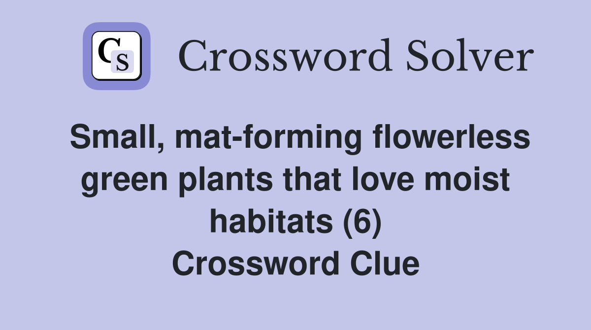 Small, mat-forming flowerless green plants that love moist habitats (6) Crossword Clue