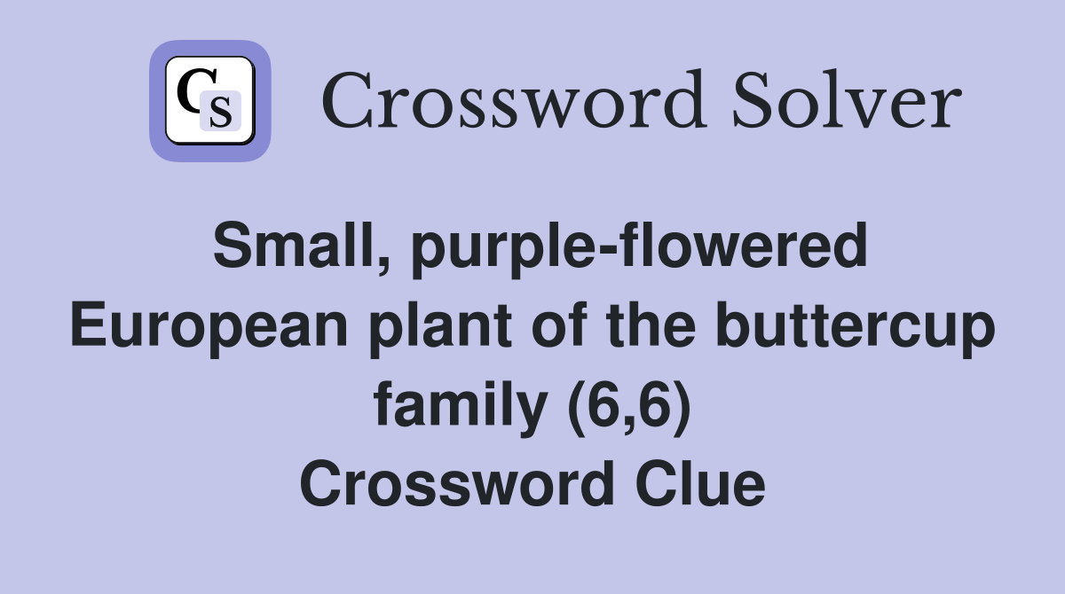 Small, purple-flowered European plant of the buttercup family (6,6) Crossword Clue