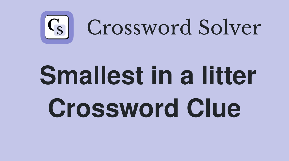Smallest in a litter Crossword Clue