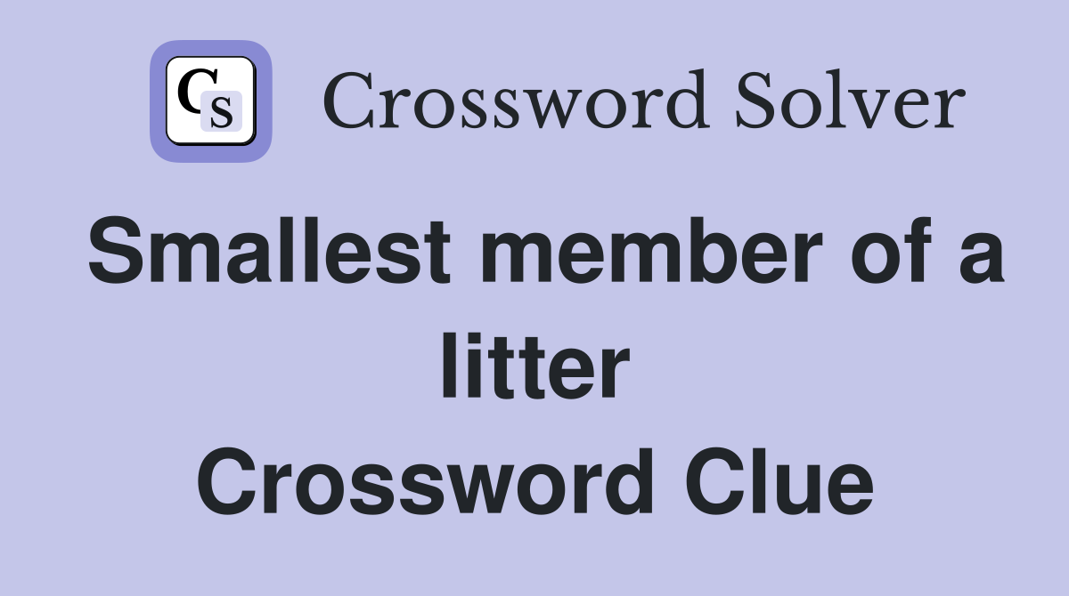 Smallest member of a litter Crossword Clue