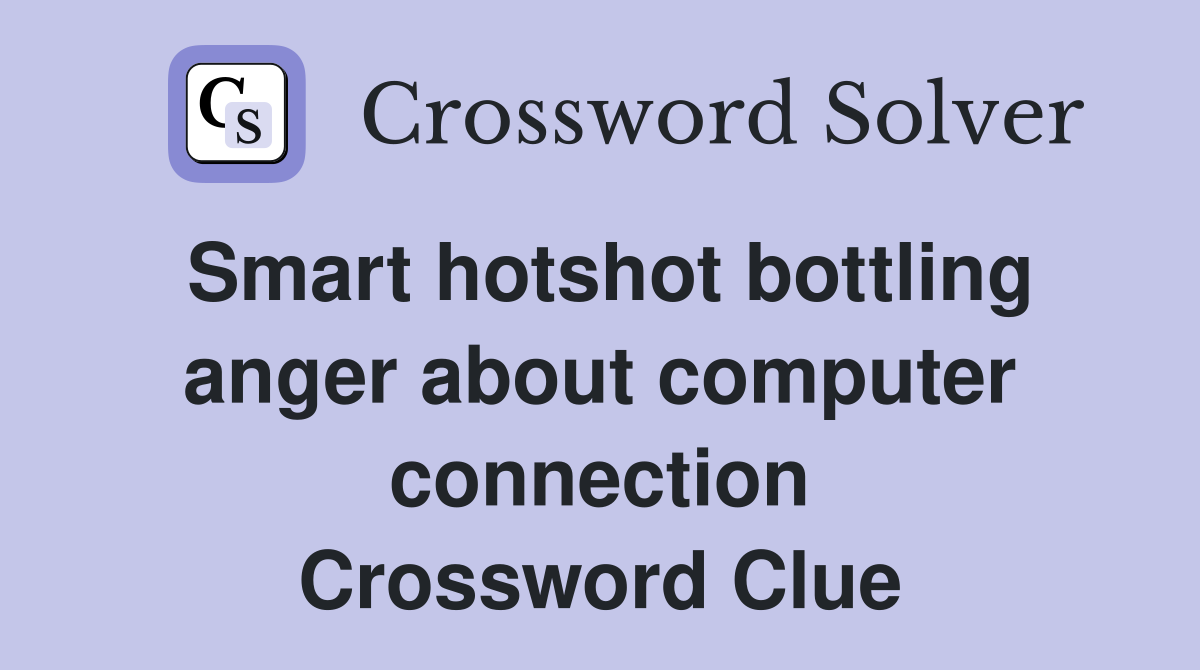 Smart hotshot bottling anger about computer connection Crossword Clue