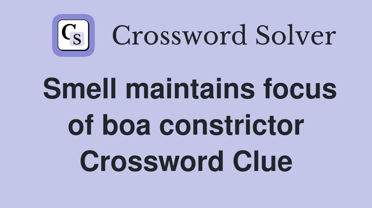 Smell maintains focus of boa constrictor Crossword Clue