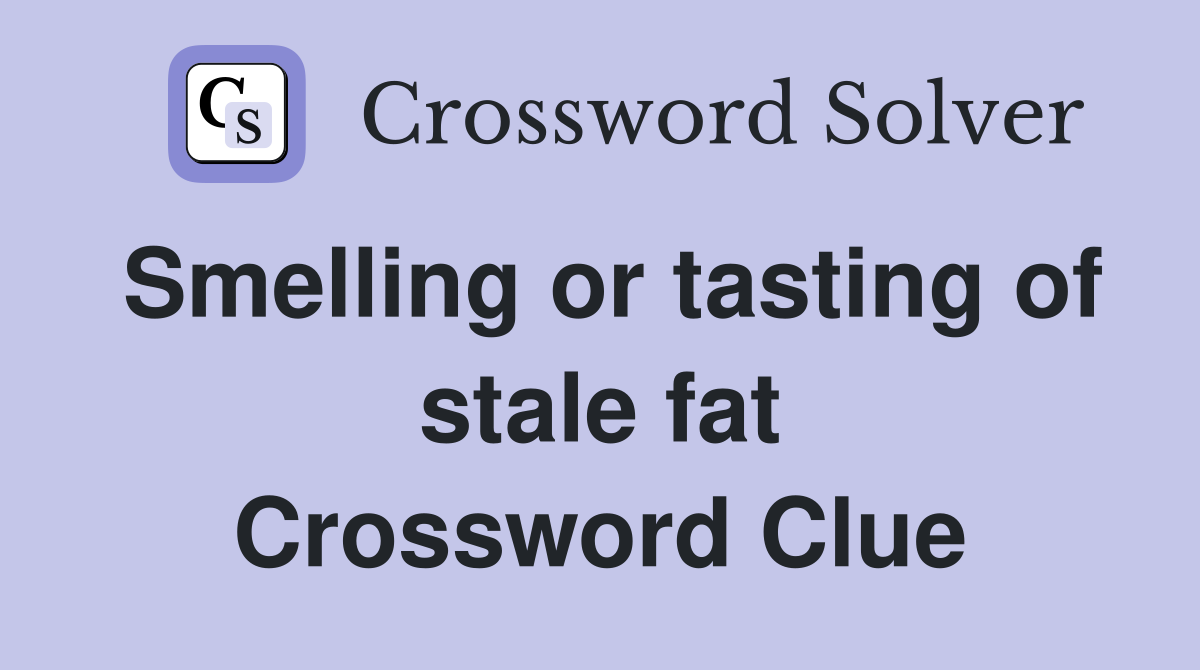 Smelling or tasting of stale fat Crossword Clue