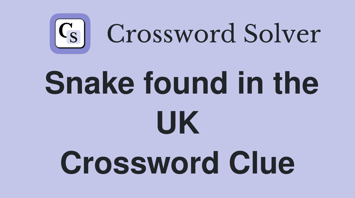 Snake found in the UK Crossword Clue