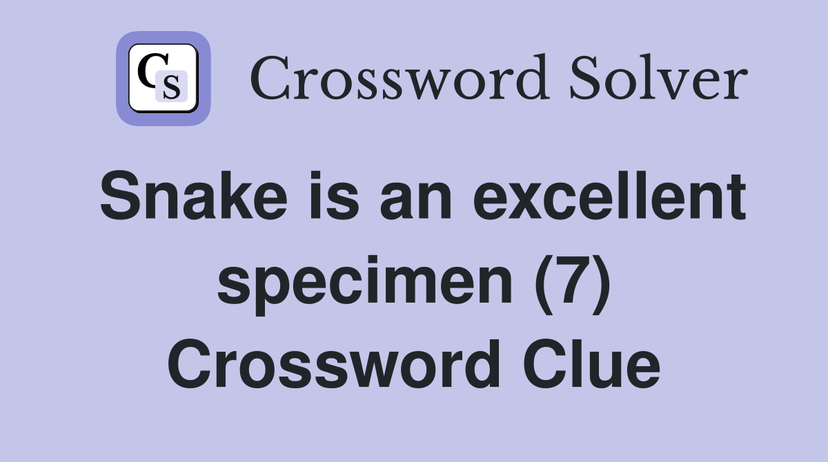 Snake is an excellent specimen (7) Crossword Clue