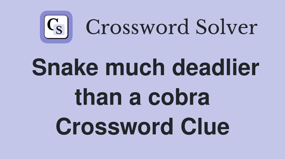 Snake much deadlier than a cobra Crossword Clue
