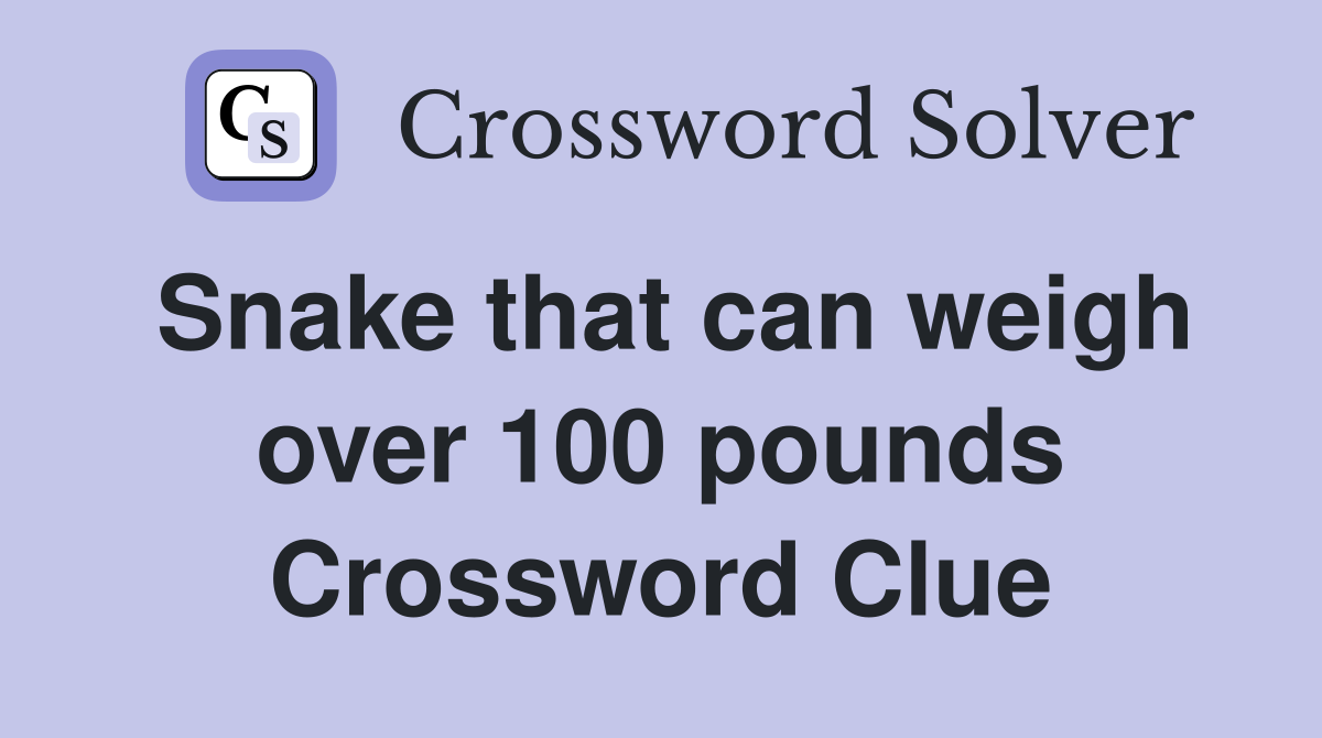 Snake that can weigh over 100 pounds Crossword Clue