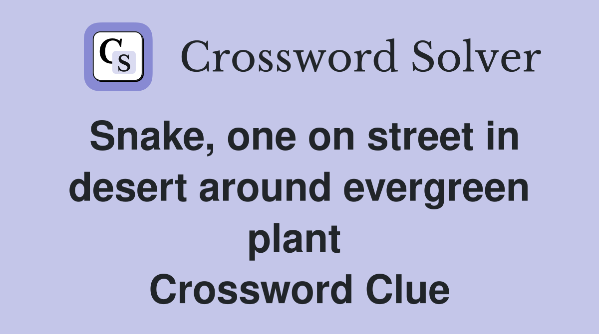 Snake, one on street in desert around evergreen plant  Crossword Clue