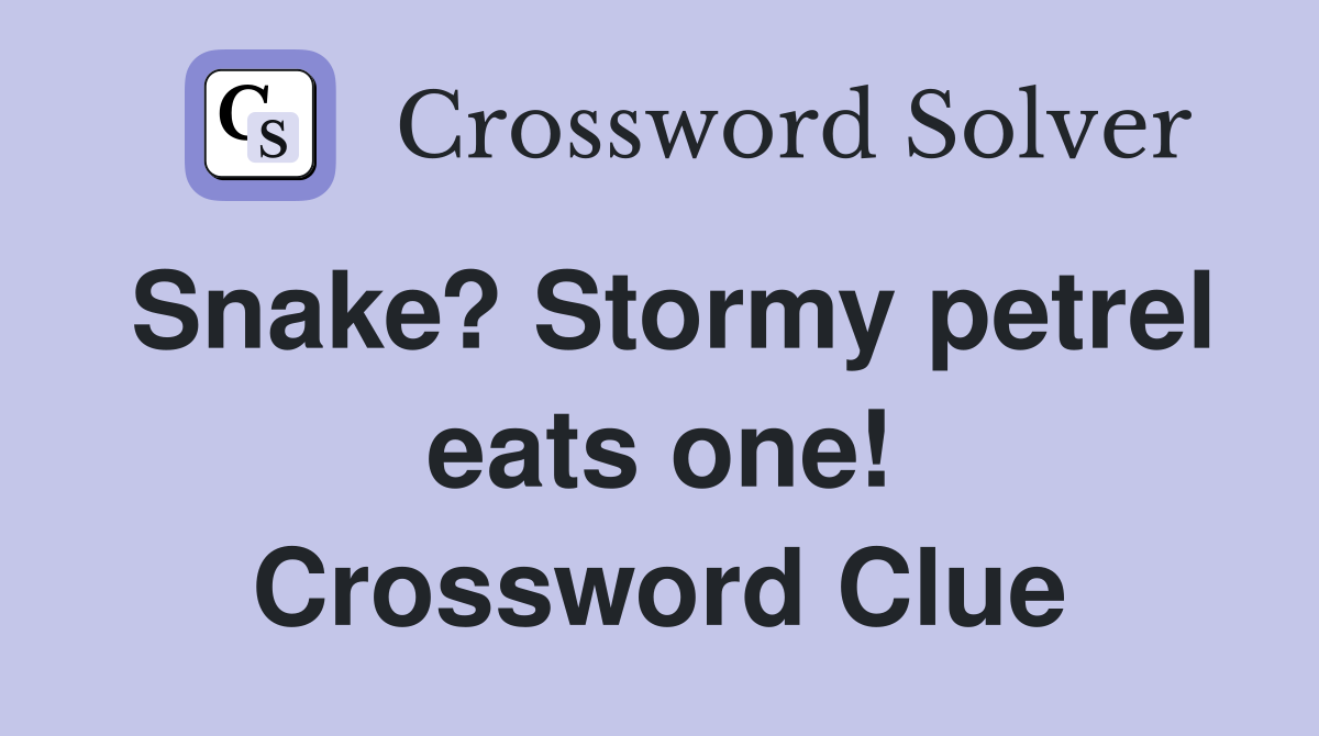 Snake? Stormy petrel eats one! Crossword Clue
