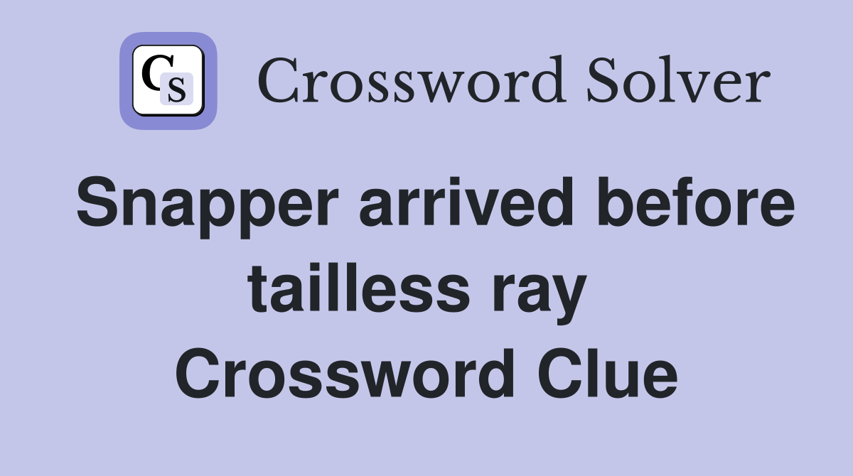 Snapper arrived before tailless ray  Crossword Clue