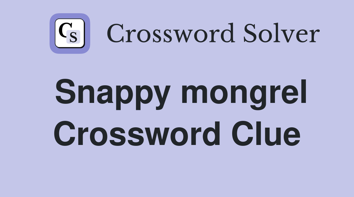 Snappy mongrel Crossword Clue