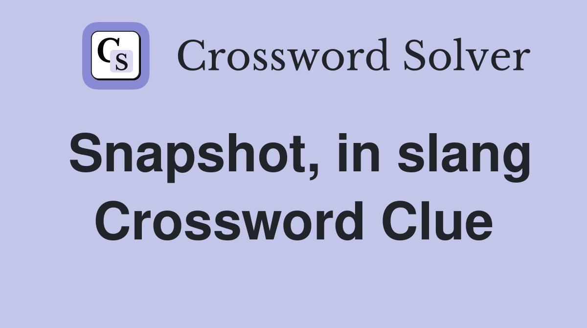 Snapshot, in slang Crossword Clue