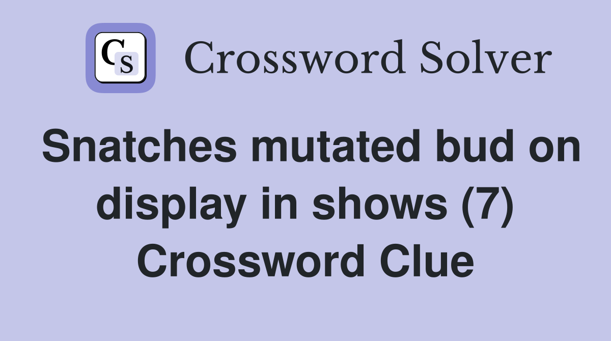 Snatches mutated bud on display in shows (7) Crossword Clue