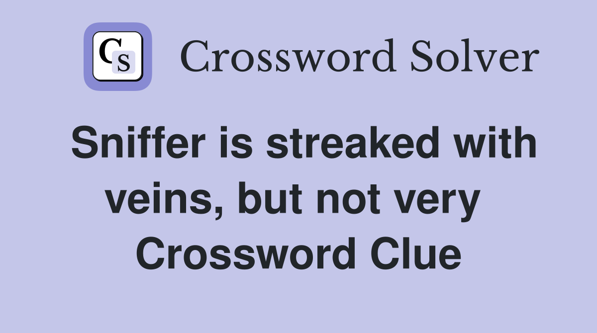 Sniffer is streaked with veins, but not very  Crossword Clue