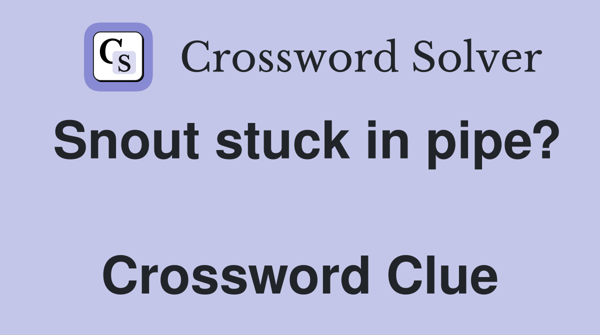 Snout stuck in pipe?  Crossword Clue